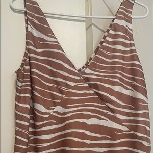 Brown and White Zebra Print Sleeveless dress